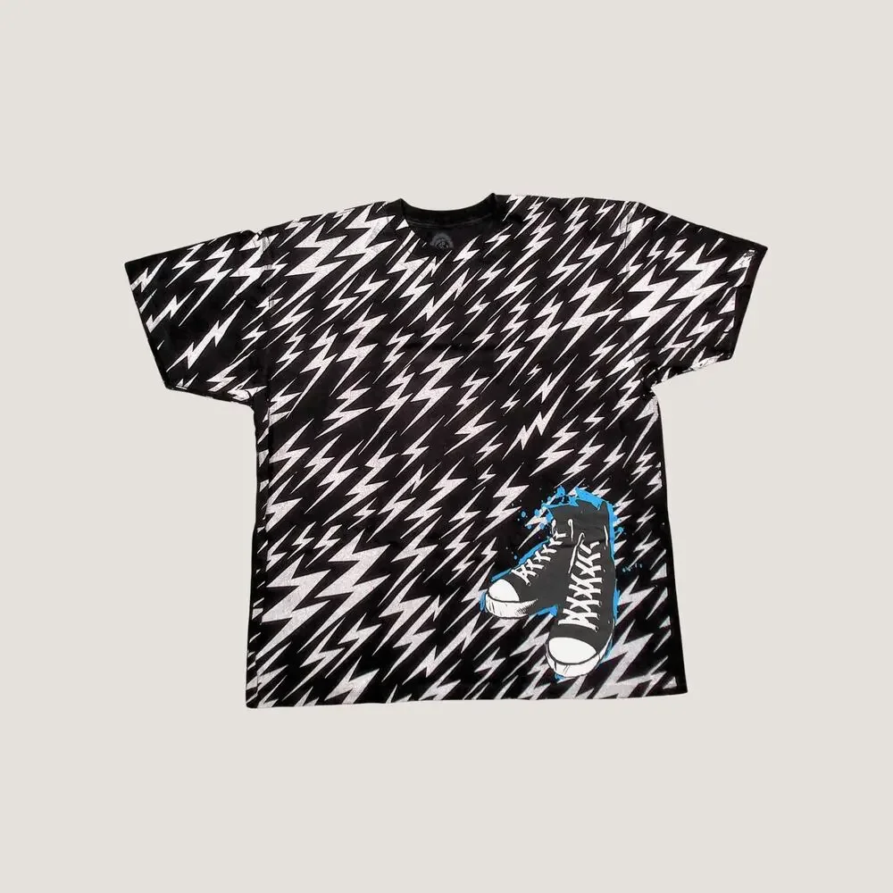 Anchor Blue Y2K Lightning Bolt Sneaker Graphic AOP Tee Black Mens 3XL Oversized